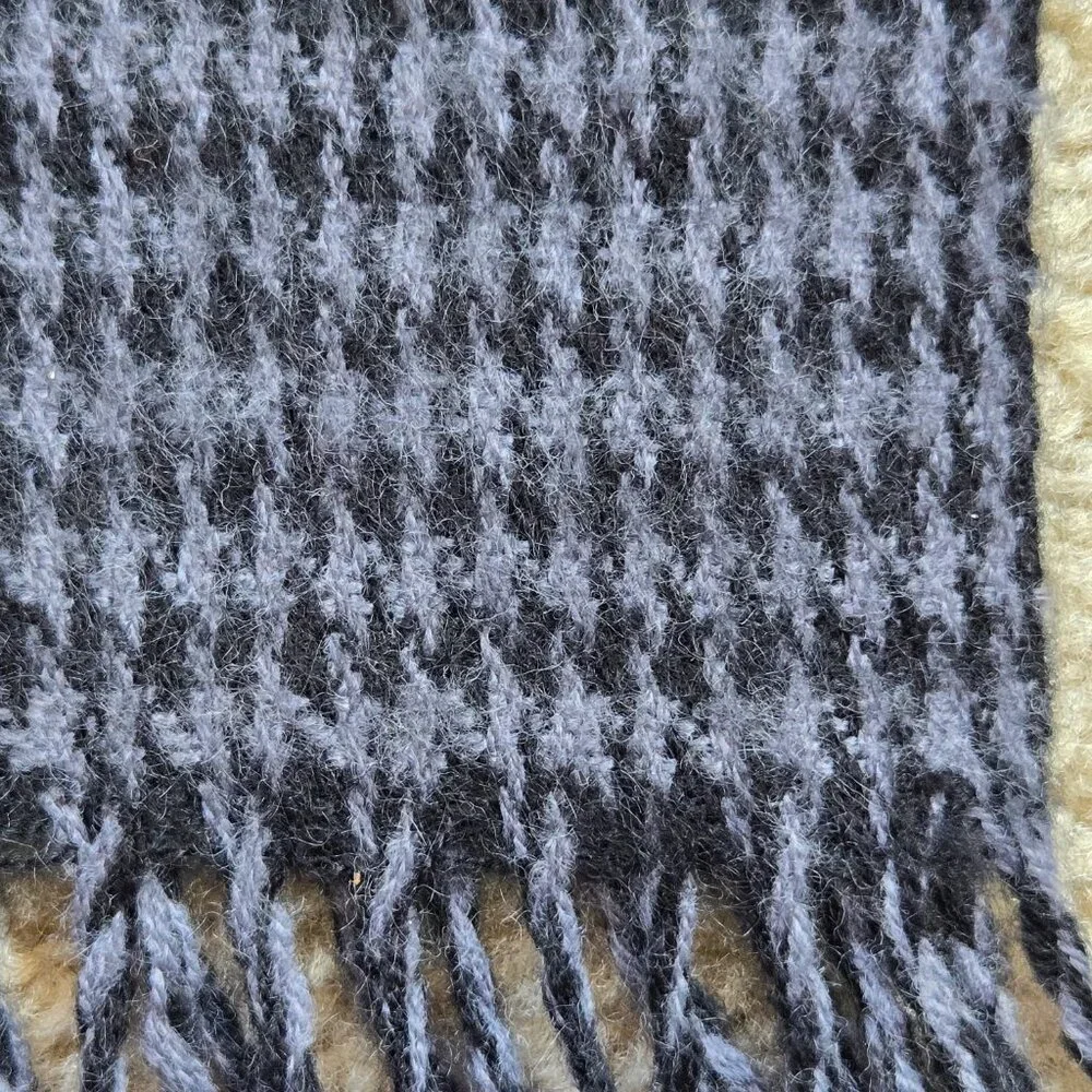 Black and Grey Cashmere Houndstooth Scarf Black Grey